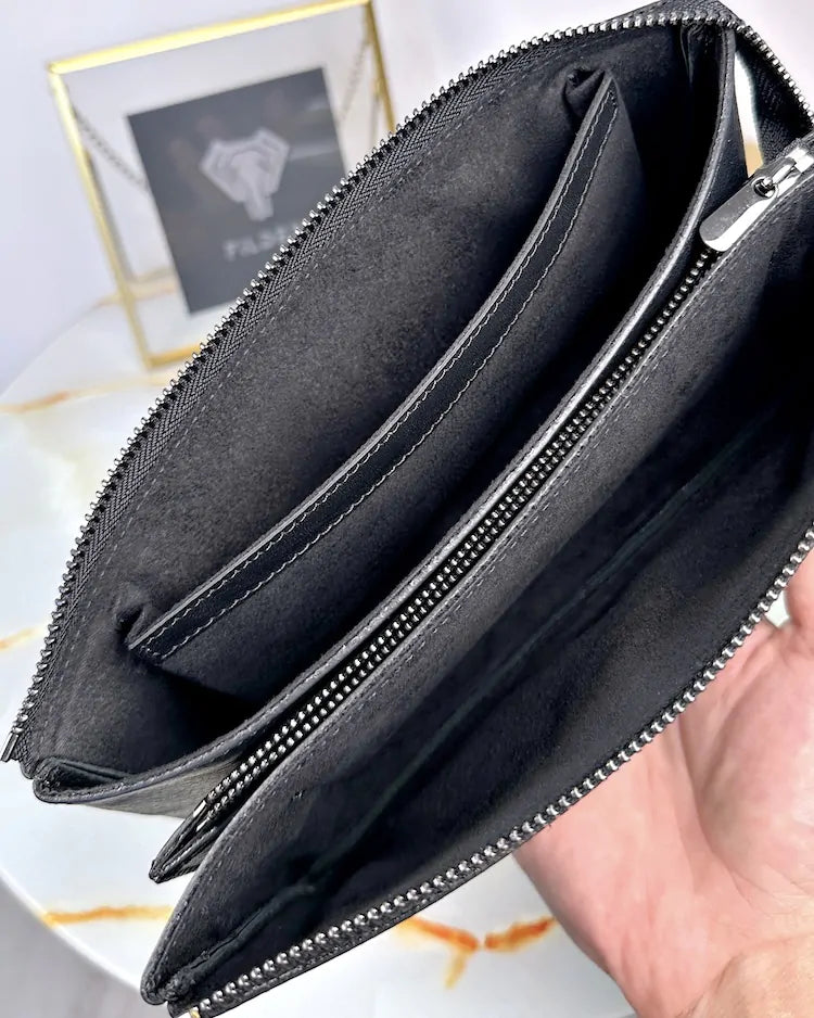 Handtasche aus echtem Leder, Farbe: Schwarz, Modell 2029