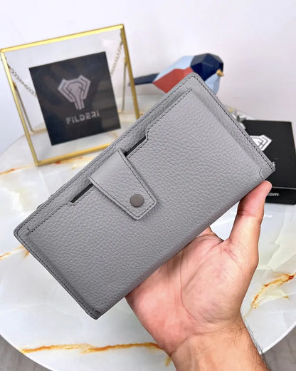 Large wallet with hand strap, color: gray, model 2040