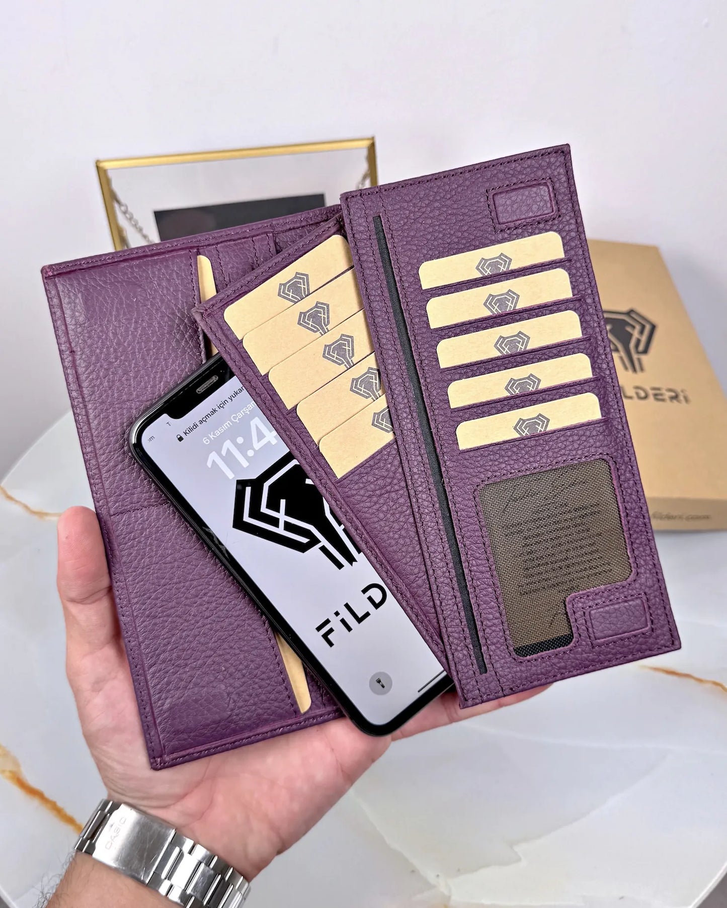 Cell Phone Pocket Wallet and Card Holder, Color: Purple Guti, Model 2047