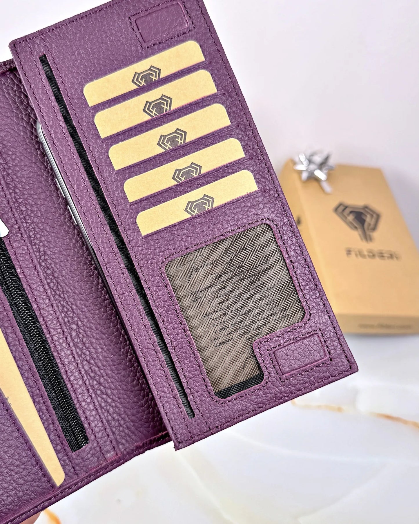 Cell Phone Pocket Wallet and Card Holder, Color: Purple Guti, Model 2047